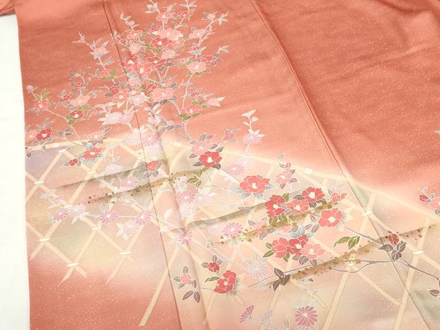 平和屋着物●訪問着 籬花文 暈し染め 金彩 ロング丈 正絹 逸品 DABH0374op