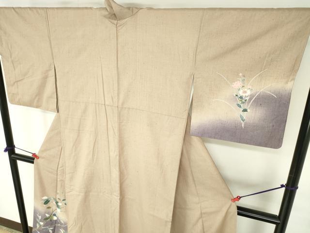 平和屋着物●訪問着 紬地 作家物 草花 暈し染め 金彩 正絹 逸品 DABH0387op