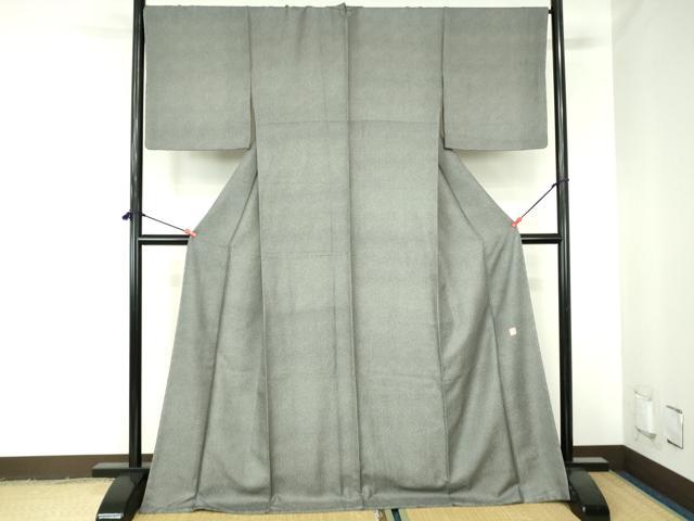 平和屋着物●江戸小紋 草木染 鮫小紋柄 黒地 ロング丈 正絹 逸品 未使用 DABH0391op