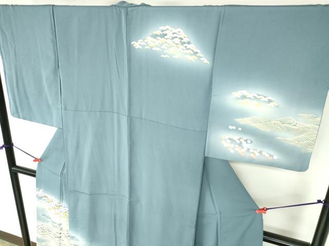 平和屋着物●訪問着 刺繍 飛鶴花松文 暈し染め 金彩 正絹 逸品 DABH0394op