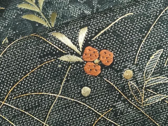 平和屋着物●訪問着 紬地 総刺繍 草花 金糸 正絹 逸品 未使用 DABH0395op