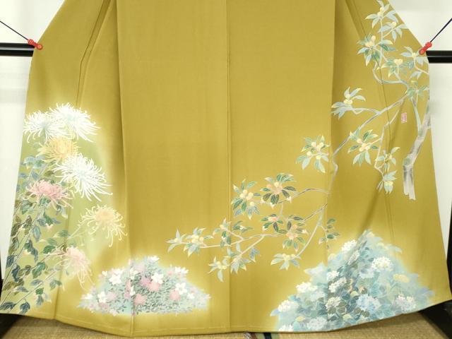平和屋着物●訪問着 友禅 作家物 乱菊 草花 暈し染め 正絹 逸品 未使用 DABH0398op