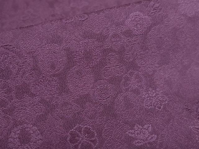平和屋着物●上質な色無地 花尽くし地紋 家紋 似せ紫色 正絹 逸品 DABH0405op