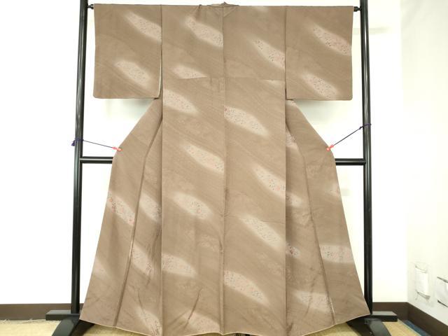 平和屋着物●上質な小紋 地紋起こし 草花 暈し染め 正絹 逸品 DABH0406op