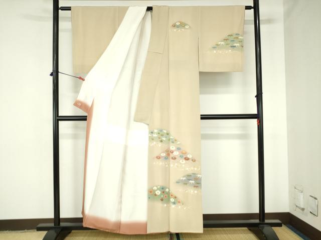 平和屋着物●訪問着 箔散らし 芝花文 暈し染め 金彩 三越扱い 正絹 逸品 DABH0407op