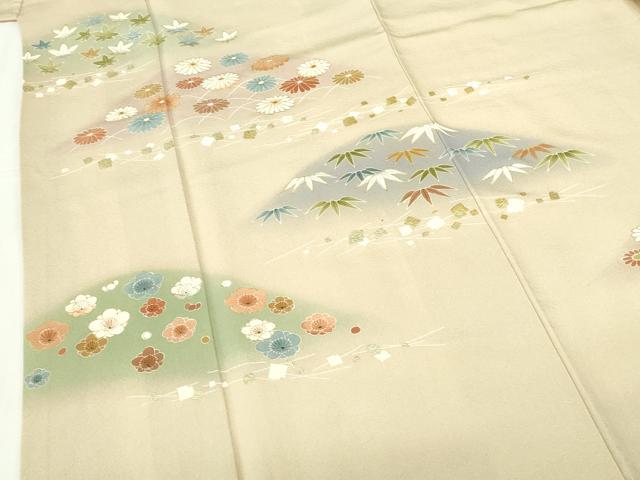 平和屋着物●訪問着 箔散らし 芝花文 暈し染め 金彩 三越扱い 正絹 逸品 DABH0407op