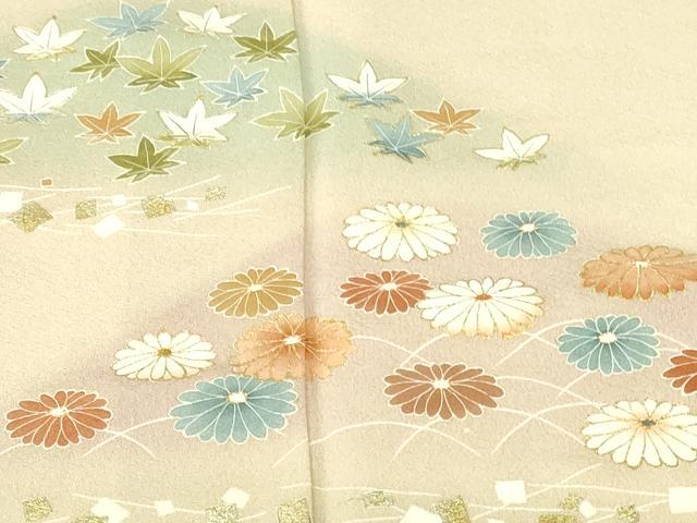 平和屋着物●訪問着 箔散らし 芝花文 暈し染め 金彩 三越扱い 正絹 逸品 DABH0407op