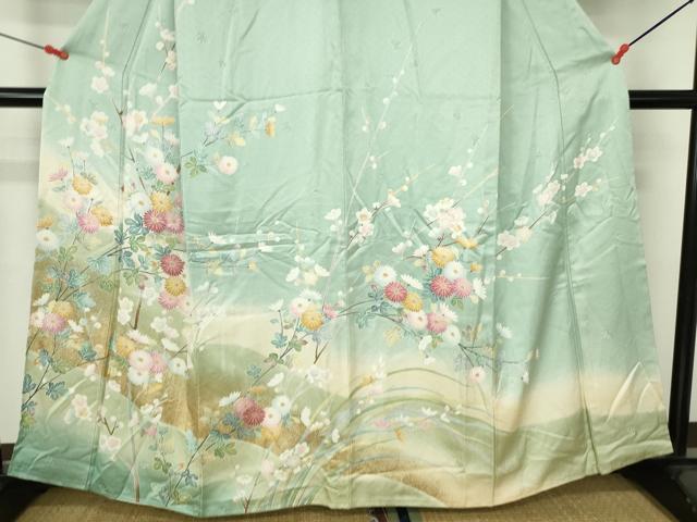平和屋着物●訪問着 草花 枝梅 暈し染め 金彩 正絹 逸品 DABH0408op