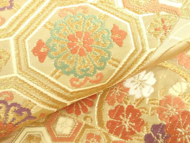 平和屋本店▼六通柄袋帯 能衣裂取文 本金二丁箔 正絹 逸品 DABH0432op