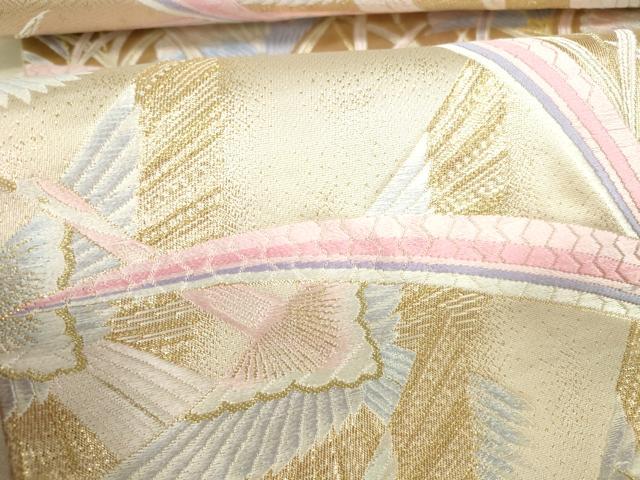 平和屋本店▼六通柄袋帯 唐織 露芝花鳥文 九百錦袋純金箔 正絹 逸品 DABH0433op
