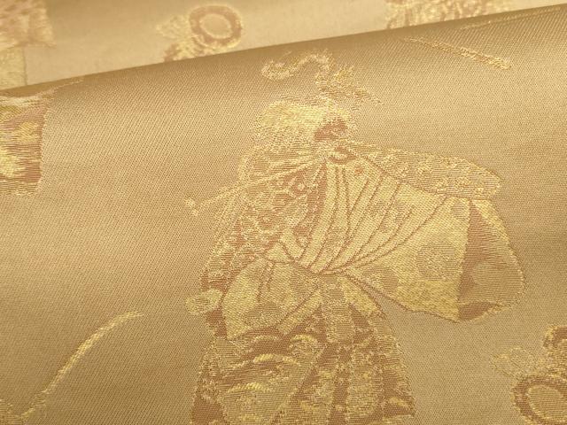 平和屋本店▼両面 六通柄袋帯 能 本金箔 三越扱い 正絹 逸品 DABH0435op