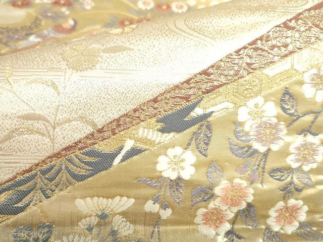 平和屋本店▼六通柄袋帯 唐織 鴛鴦花文 本金箔 正絹 逸品 DABH0440op