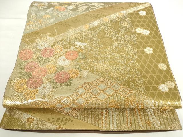 平和屋本店▼六通柄袋帯 正倉院草花文 純金二重箔 正絹 逸品 DABH0441op