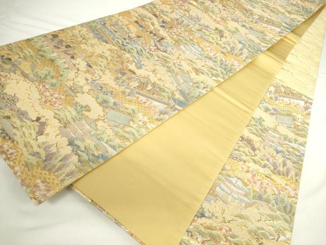 平和屋本店▼六通柄袋帯 人物風景文 本金二重箔 正絹 逸品 DABH0444op