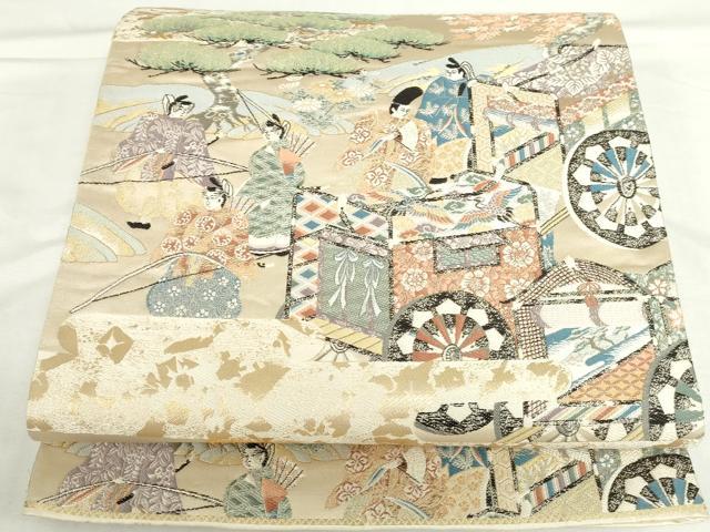 平和屋本店▼六通柄袋帯 春秋鎌倉 純金箔 正絹 逸品 DABH0448op