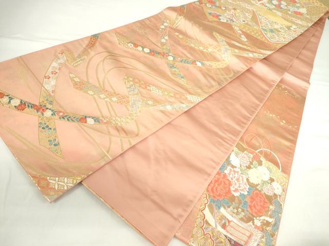 平和屋本店▼六通柄袋帯 唐織 麗姿紫式部図 弐拾四金箔 正絹 逸品 DABH0449op