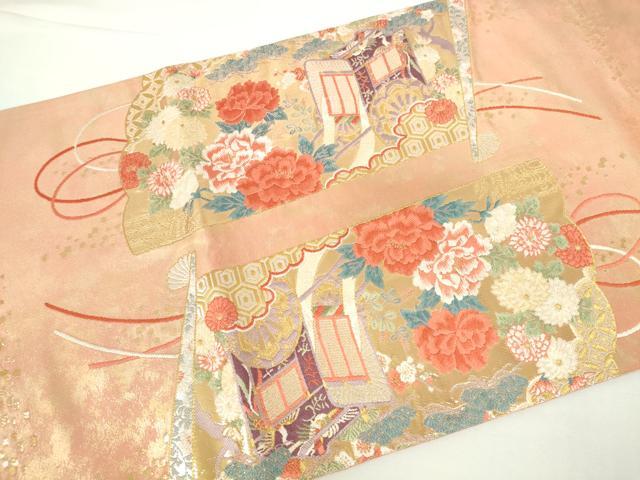 平和屋本店▼六通柄袋帯 唐織 麗姿紫式部図 弐拾四金箔 正絹 逸品 DABH0449op