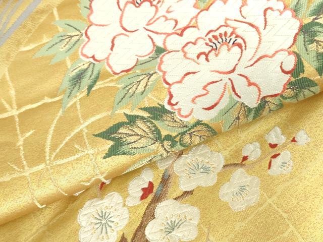平和屋本店▼六通柄袋帯 唐織 招宴舞扇 本金箔二重箔 正絹 逸品 DABH0452op