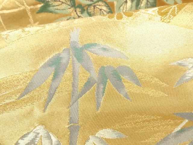 平和屋本店▼六通柄袋帯 唐織 招宴舞扇 本金箔二重箔 正絹 逸品 DABH0452op