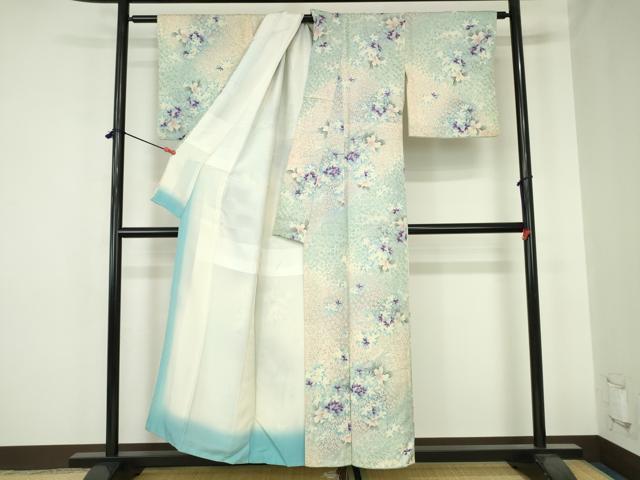 平和屋着物■上質な小紋 草花 暈し染め 正絹 逸品 DABH0469op