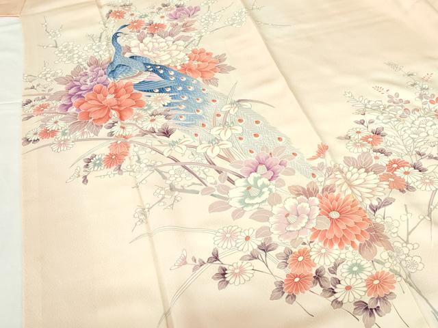 平和屋着物■訪問着 孔雀牡丹文 暈し染め 正絹 逸品 DABH0472op