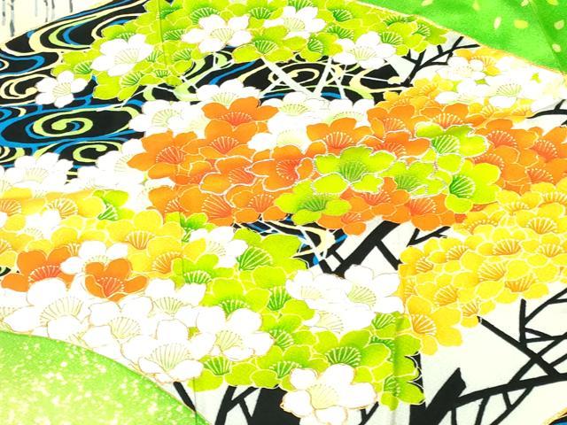 平和屋着物■豪華振袖 駒刺繍 流水花文 金彩 正絹 逸品 DABH0485op