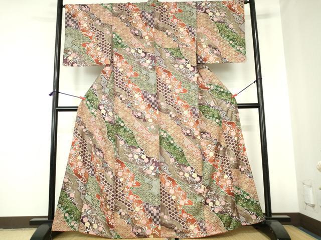 平和屋着物■上質な小紋 辻が花 道長文様 金彩 正絹 逸品 未使用 DABH0491op
