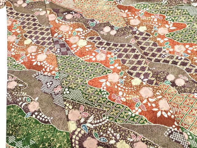 平和屋着物■上質な小紋 辻が花 道長文様 金彩 正絹 逸品 未使用 DABH0491op