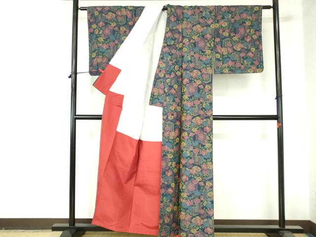 平和屋着物■上質な紬 草花 正絹 逸品 DABH0500op