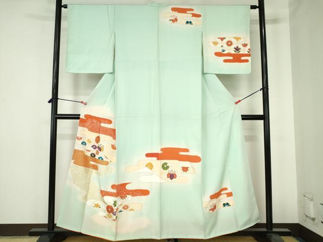 平和屋着物■訪問着 駒刺繍 エ霞花文 暈し染め 金彩 正絹 逸品 DABH0502op