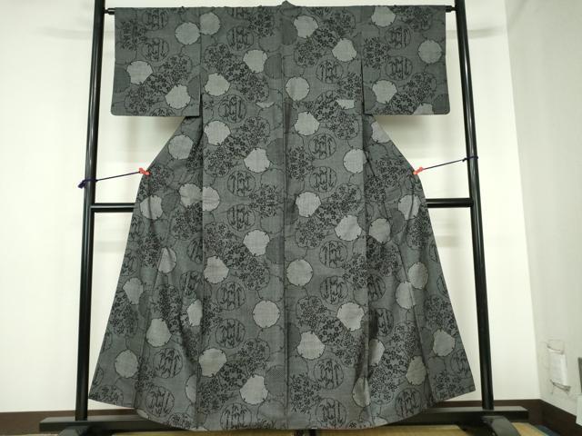 平和屋着物■本場大島紬 7マルキ 雪輪花文 正絹 逸品 DABH0504op
