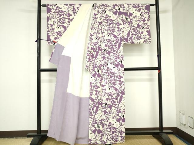 平和屋着物▼上質な小紋 草花 正絹 逸品 DABH0531op