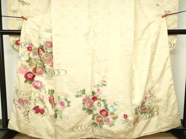 平和屋着物▼豪華振袖 総刺繍 流水菊文 金糸 正絹 逸品 DABH0532op