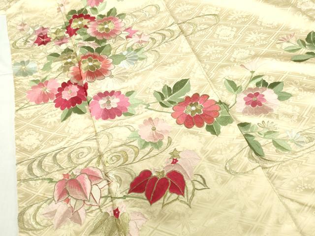 平和屋着物▼豪華振袖 総刺繍 流水菊文 金糸 正絹 逸品 DABH0532op