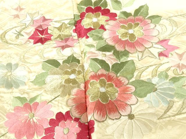 平和屋着物▼豪華振袖 総刺繍 流水菊文 金糸 正絹 逸品 DABH0532op