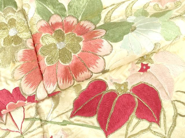 平和屋着物▼豪華振袖 総刺繍 流水菊文 金糸 正絹 逸品 DABH0532op