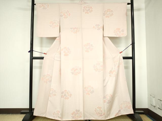 平和屋着物●上質な小紋 地紋起こし 牡丹 正絹 逸品 未使用 DABH0541op