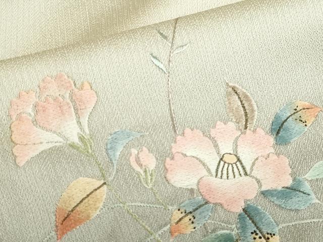 平和屋着物●訪問着 総刺繍 草花 暈し染め ロング丈 正絹 逸品 DABH0547op
