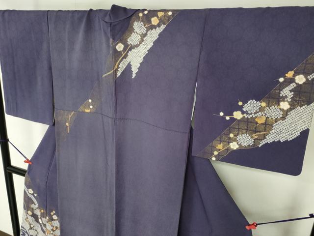 平和屋着物▼訪問着 駒刺繍 絞り 枝梅 流水文 金彩 三越扱い 正絹 逸品 DABH0551op
