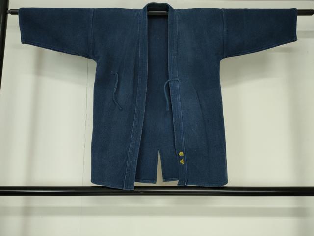 平和屋着物▼男性 アンティーク 大正ロマン 火消し半纏 刺し子織 昭和レトロ 消防団 年代物 綿 逸品 DABH0556op