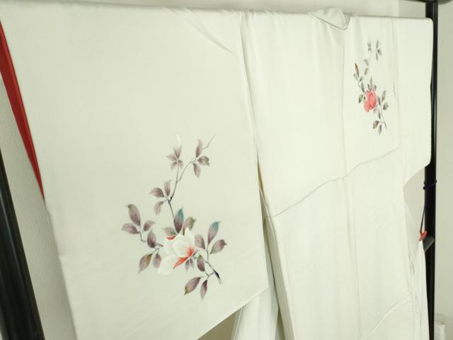 平和屋着物▼訪問着 手描き 草花 正絹 逸品 DABH0558op
