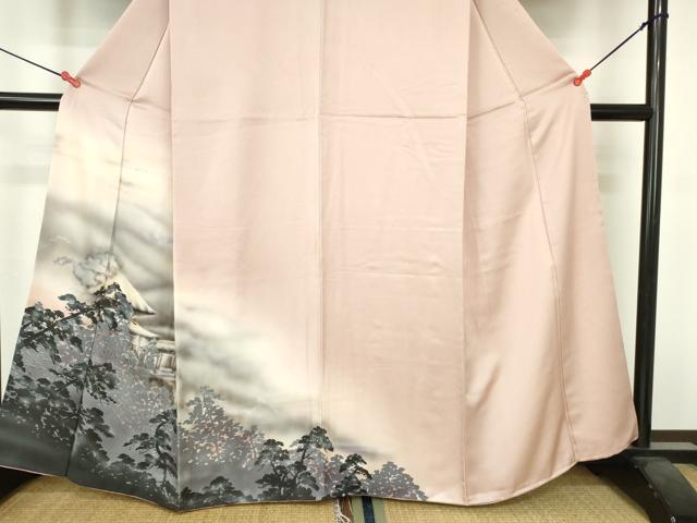 平和屋着物▼訪問着 刺繍 風景文 シルエット 暈し染め 正絹 逸品 DABH0559op