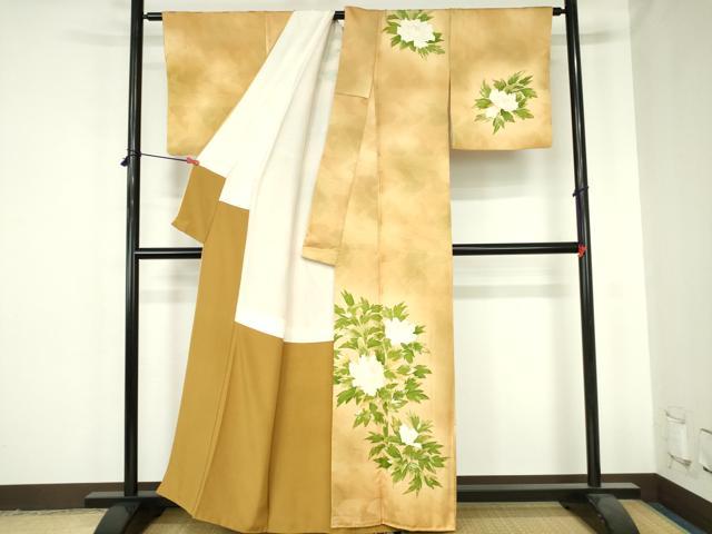 平和屋着物▼訪問着 牡丹 ろうけつ染め 暈し染め 正絹 逸品 DABH0561op