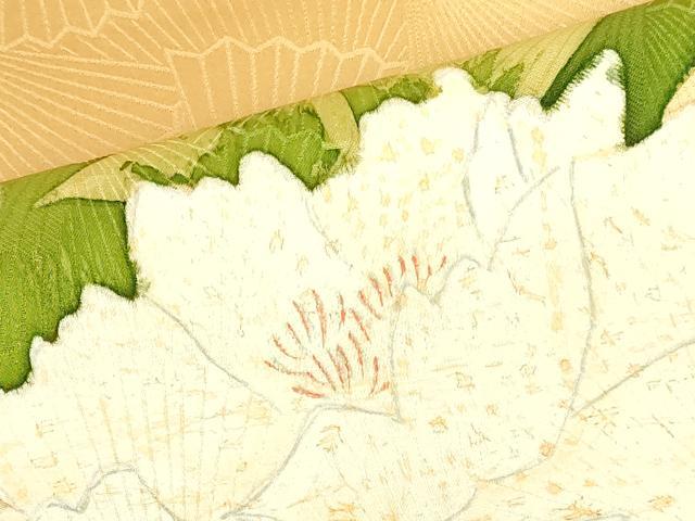 平和屋着物▼訪問着 牡丹 ろうけつ染め 暈し染め 正絹 逸品 DABH0561op
