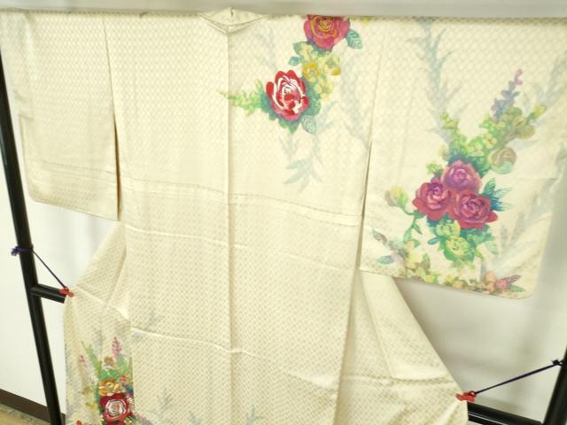 平和屋着物▼訪問着 刺繍 薔薇 バラ 正絹 逸品 DABH0564op