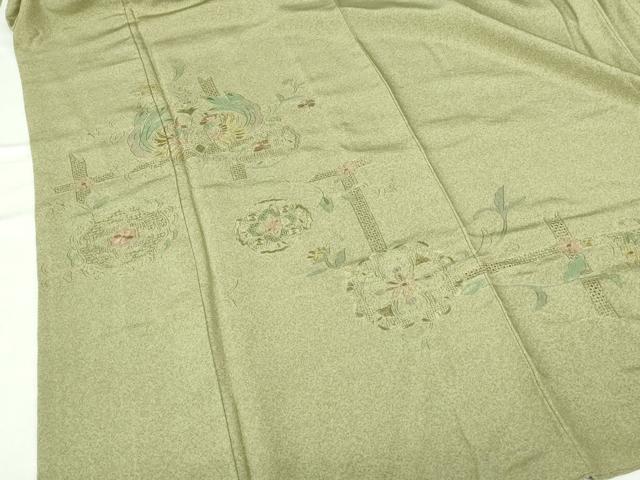 平和屋着物▼中国三大刺繍 スワトウ刺繍 汕頭刺繍 総刺繍 訪問着 正倉院鳳凰花文 正絹 逸品 DABH0568op