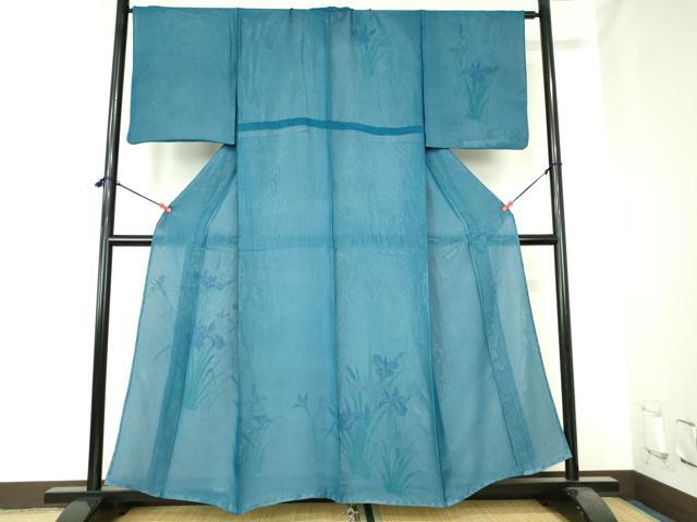 平和屋着物▽訪問着 無双 紗袷 紗×絽 杜若 カキツバタ 正絹 逸品 DABH0574op