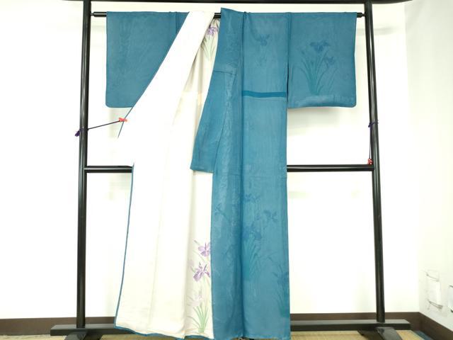 平和屋着物▽訪問着 無双 紗袷 紗×絽 杜若 カキツバタ 正絹 逸品 DABH0574op