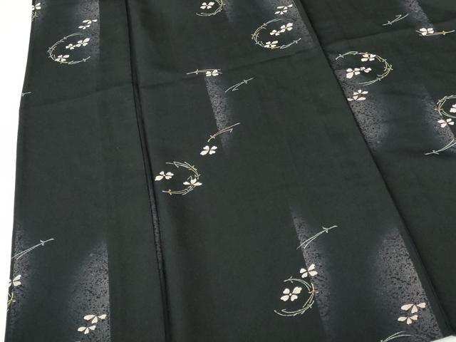 平和屋着物▽上質な小紋 単衣 舞花 松葉文 黒地 正絹 逸品 DABH0576op