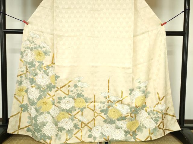 平和屋着物●訪問着 駒刺繍 菊 金彩 正絹 逸品 DABH0583op